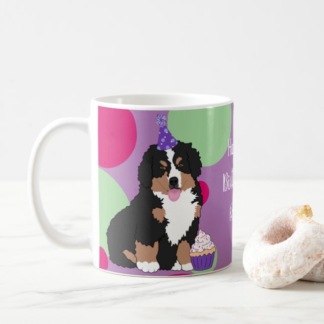 Mug Chien de montagne bernois Chiot Anniversaire (Avec donut)