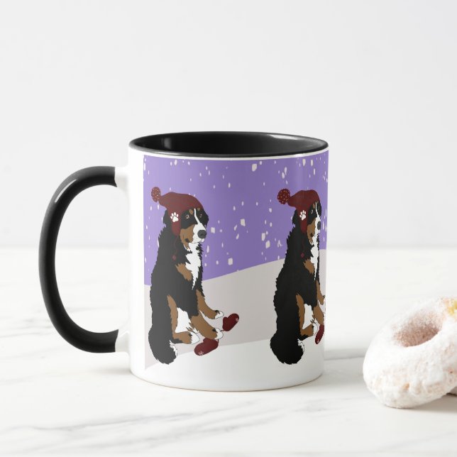 Mug Chien de montagne bernois d'hiver  (Avec donut)