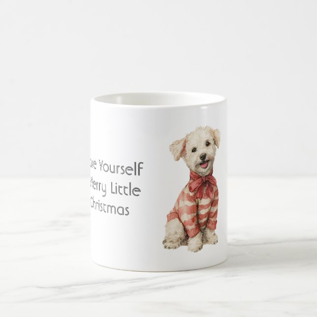 Mug Chien de Noël au pull rouge blanc (Centre)