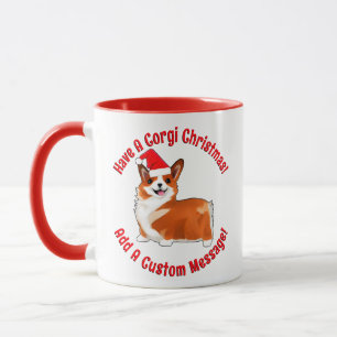 Mug Chien de Noël Corgi avec chapeau de Père Noël