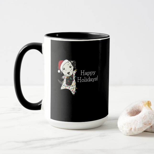 Mug Chien de Noël Dalmatien Animaux d'hiver Chiens (Avec donut)