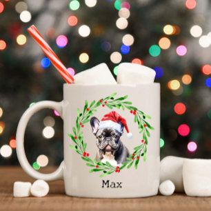Mug Chien de Noël Français Noir Chien de Noël Père Noë