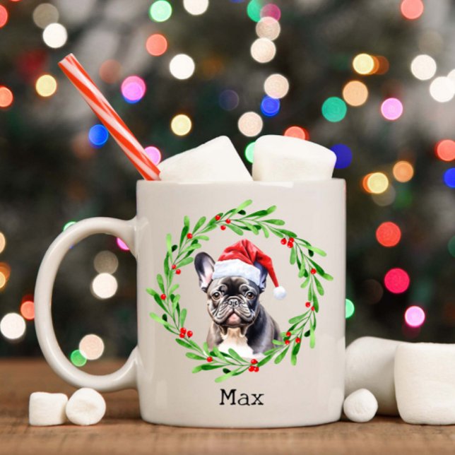 Mug Chien de Noël Français Noir Chien de Noël Père Noë (Créateur téléchargé)