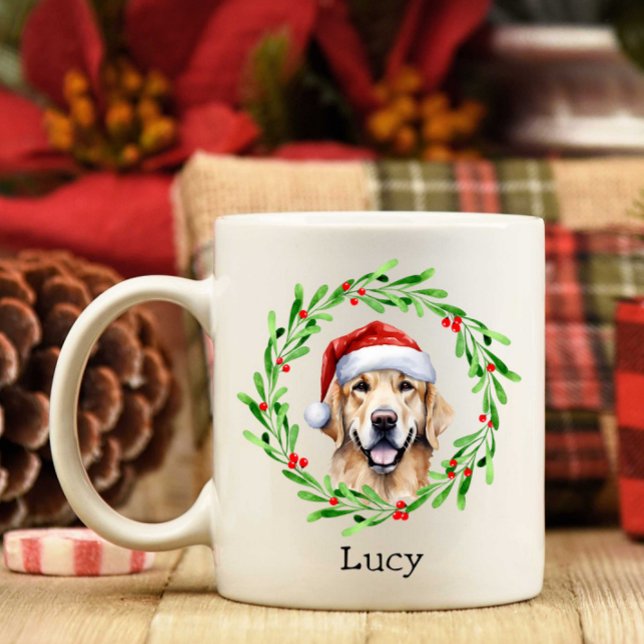 Mug Chien de Noël Golden Retriever Père Noël Holiday (Créateur téléchargé)