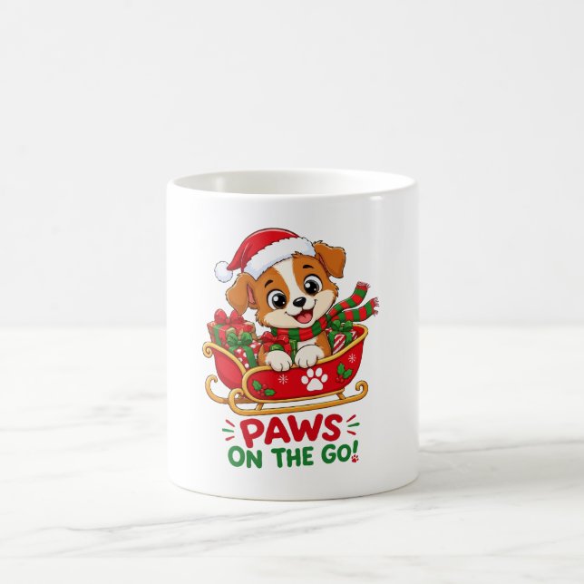 Mug Chien de Noël mignon dans un traîneau (Centre)