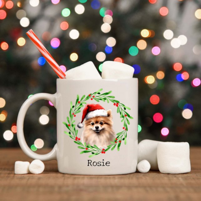 Mug Chien de Noël Poméranien Vacances Animaux (Créateur téléchargé)