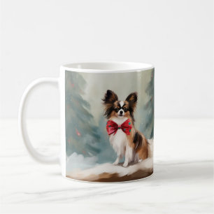 Mug Chien de Papillon à Noël de neige