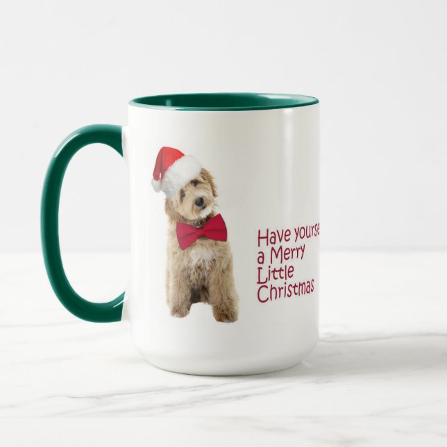Mug Chien de père Noël Doodle (Gauche)