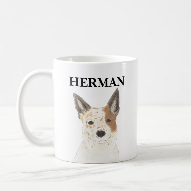 Mug Chien de poche Heeler rouge et blanc personnalisé (Gauche)