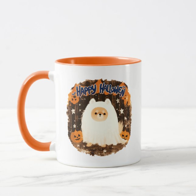 Mug Chien de Poméranie en costume fantôme - Halloween  (Gauche)