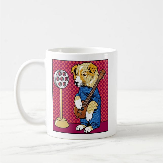 Mug Chien de Pop Art Jouant d'un Instrument Bande Dess (Gauche)