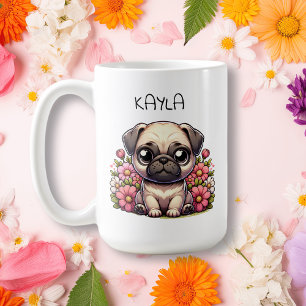 Mug Chien de pug mignon personnalisé