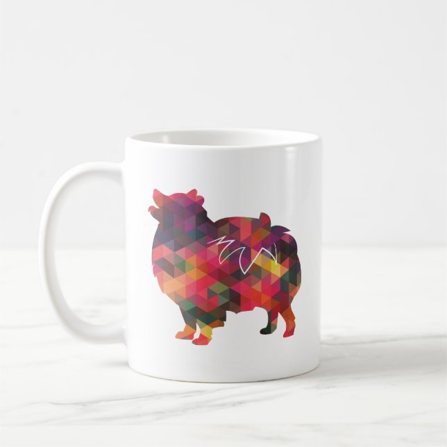 Mug Chien de race Poméranienne Geo Silhouette Multi (Gauche)