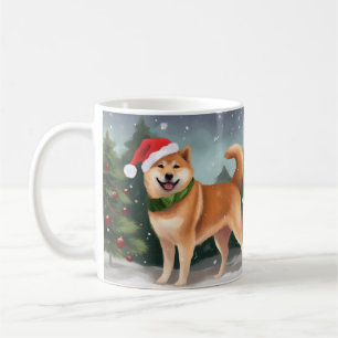 Mug Chien de Shiba Inu à Noël de neige