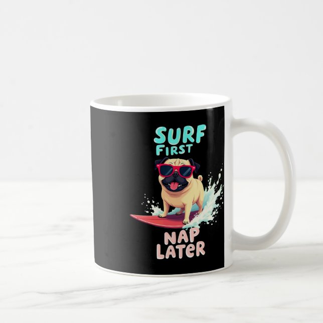 Mug Chien de surf Cool Pug  (Droite)