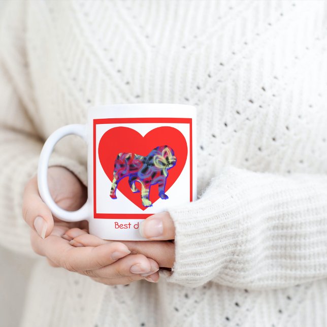 Mug Chien de taureau anglais Rouge Saint Valentin Coeu (Bulldog Best Dog Mom Heart mug)