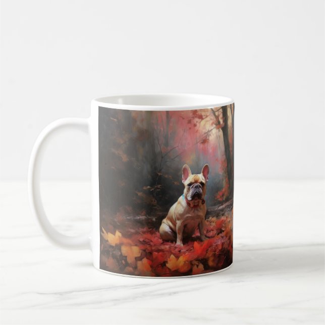 Mug Chien de taureau français en automne Leaves automn (Gauche)