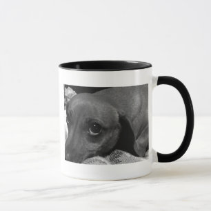 Mug Chien de teckel avec les yeux tristes en noir et