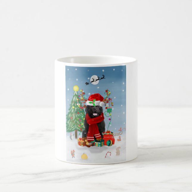 Mug Chien de Terre-Neuve avec cadeaux de Noël (Centre)