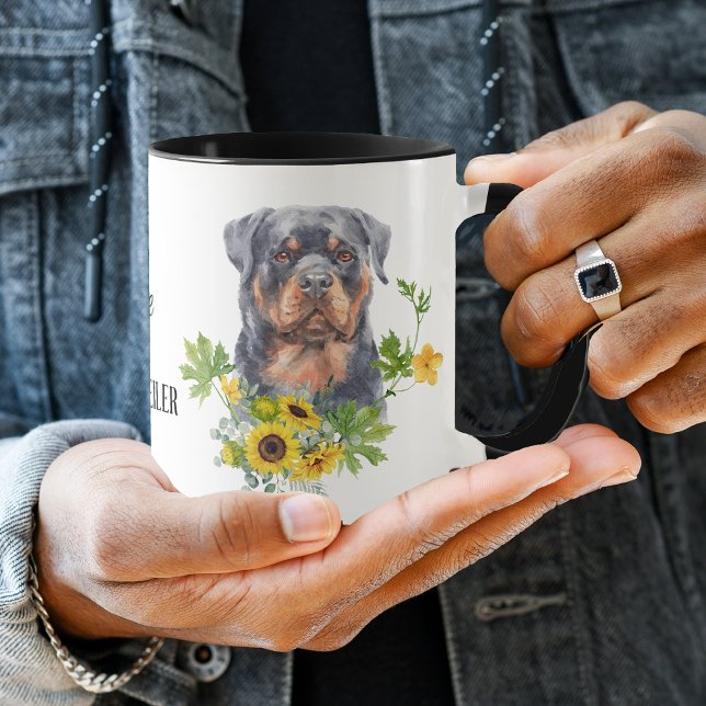 Mug Chien de tournesol Eucalyptus Rottweiler (Créateur téléchargé)