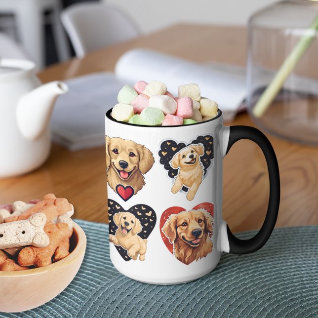 Mug Chien de Valentine Golden Retriever (Cute Valentine Golden Retriever Dog Mug)