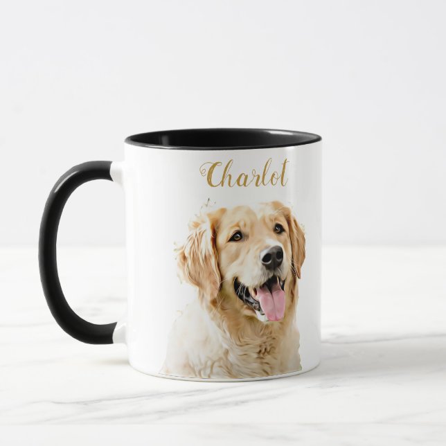 Mug Chien d'or retriever personnalisé Chien dessiné pe (Gauche)