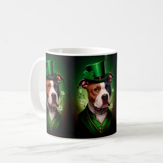 Mug Chien du Staffordshire américain à la St. Patrick' (Devant gauche)