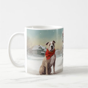 Mug Chien du Staffordshire américain à Noël de neige
