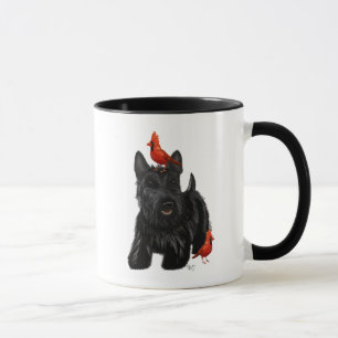 Mug Chien écossais et Oiseaux rouges