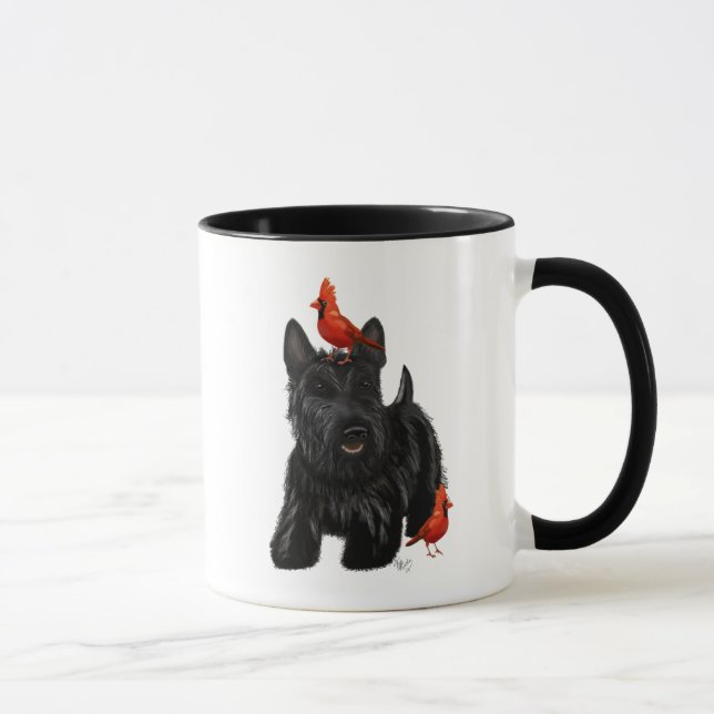 Mug Chien écossais et Oiseaux rouges (Droite)