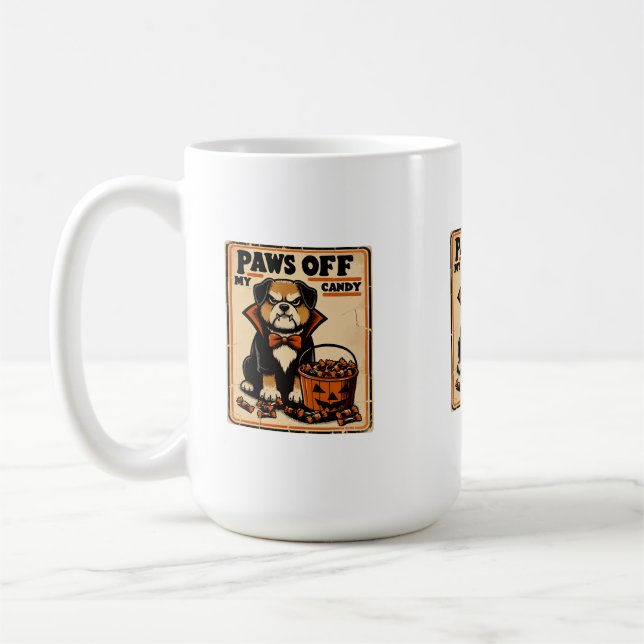 Mug Chien en costume de vampire gardant des bonbons d' (Gauche)