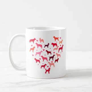 Mug Chien en forme de coeur races Aimer Valentine
