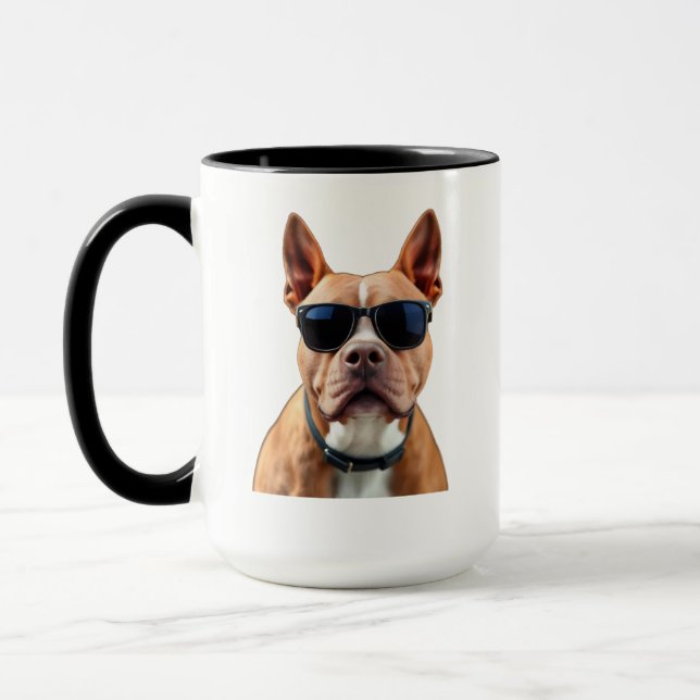 Mug Chien en lunettes de soleil Combo Mug, 15 oz (Gauche)