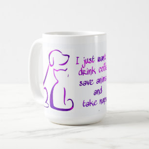 Mug Chien et Chat - Boire du café, Sauver les animaux,