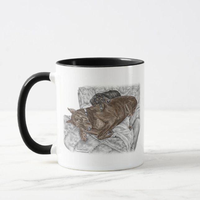 Mug Chien et chiot de Doberman (Gauche)