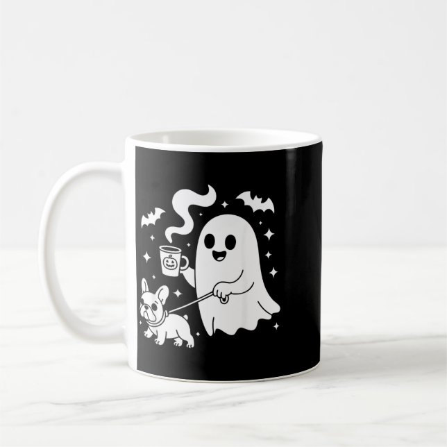 Mug Chien fantôme bouledogue français café Halloween (Gauche)