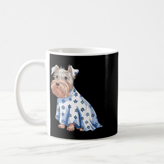 Mug Chien fantôme d'Halloween avec fleurs drôle d'Hall (Gauche)