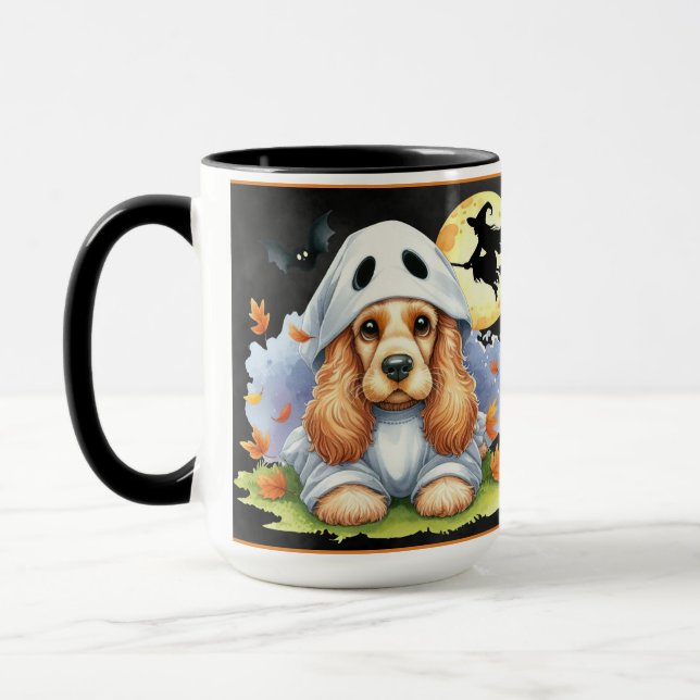 Mug Chien fantôme mignon Cocker Spaniel Halloween effr (Gauche)
