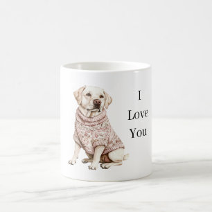 Mug Chien Fleurs Roses Pull Je T'Aime (amour de chiot)