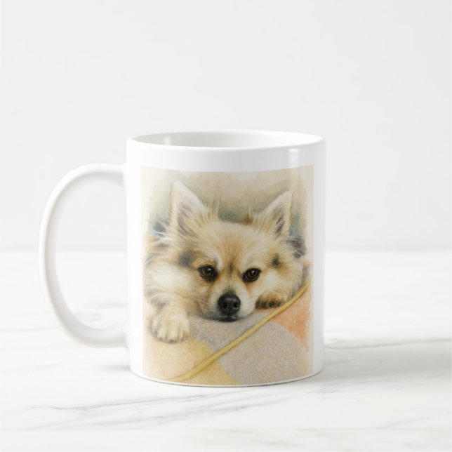 Mug Chien Fluffy – Portrait de compagnie de Pomeranian (Gauche)