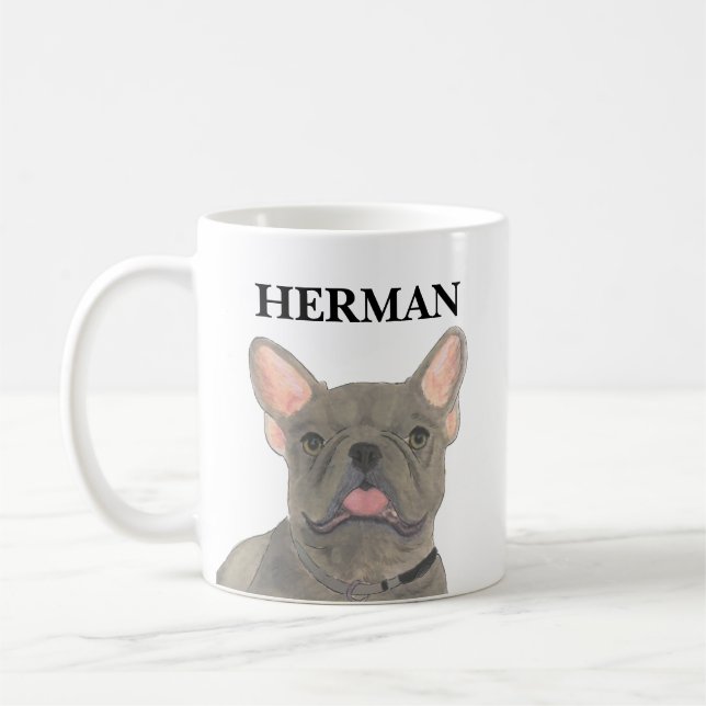 Mug Chien français bleu gris bleu personnalisé (Gauche)