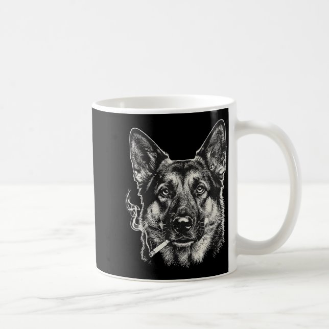 Mug Chien fumant une cigarette Mème drôle de berger al (Droite)