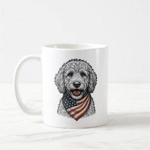 Mug Chien gribouillé patriotique Gravure vintage vecte