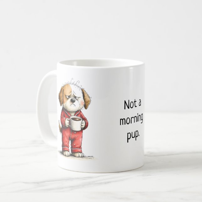 Mug Chien grincheux drôle - Pas un lève-tôt (Devant gauche)