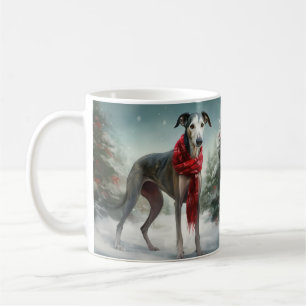 Mug Chien gris à Noël de neige