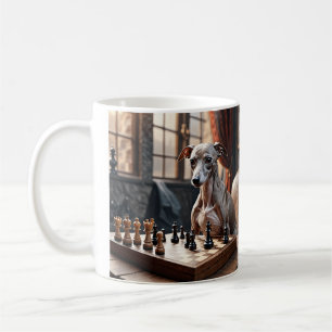 Mug Chien gris italien jouant aux échecs