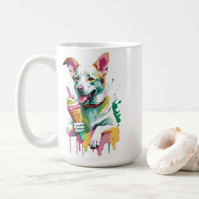 Mug Chien heureux mangeant une glace (Avec donut)