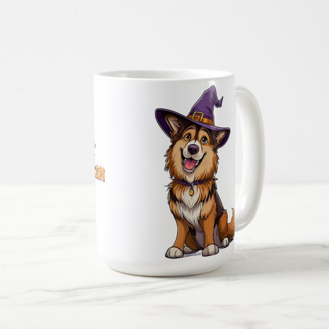 Mug Chien heureux portant un chapeau de sorcière (Devant droit)