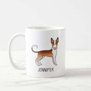 Mug Chien Ibizan Hound à poil dur rouge et blanc & nom