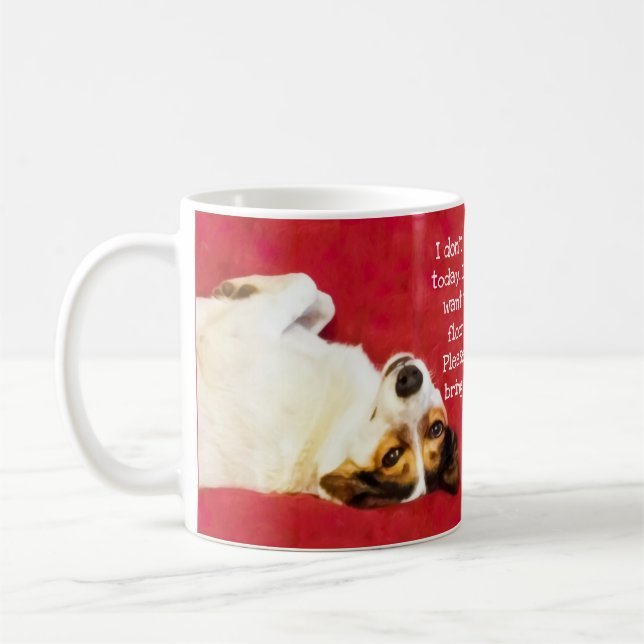 Mug Chien idiot sur l'arrière - plan rouge (Gauche)
